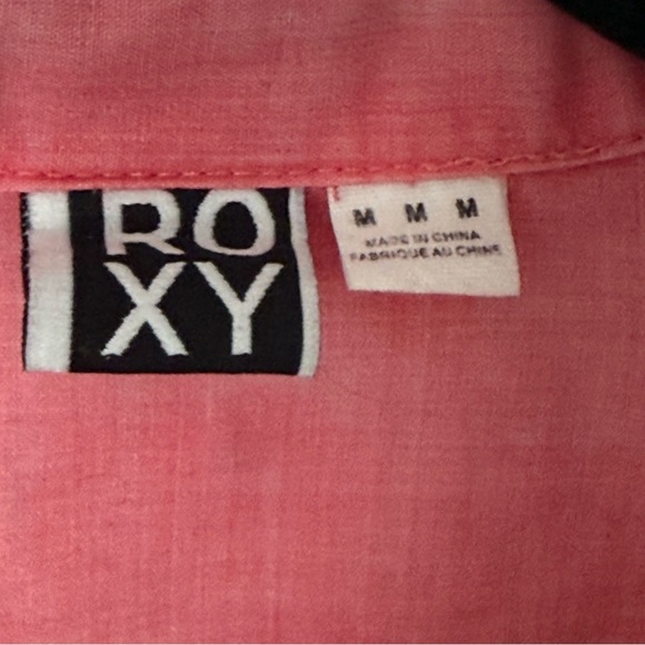 Roxy Pink Semi-Sheer Button-Up Shirt with Roll Tabs - Picture 7 of 7